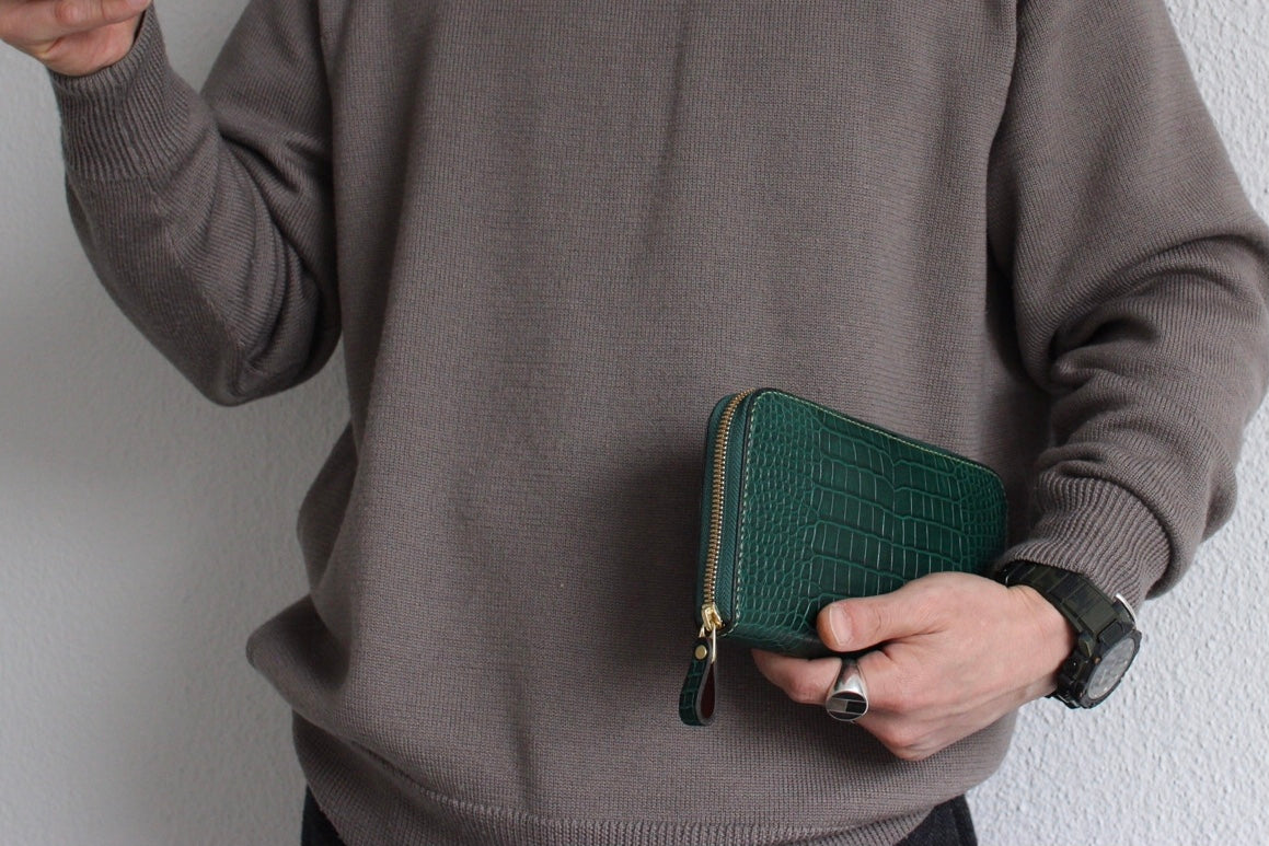 【オーダー】アリゲーター総手縫いラウンドZIPウォレット収納多め