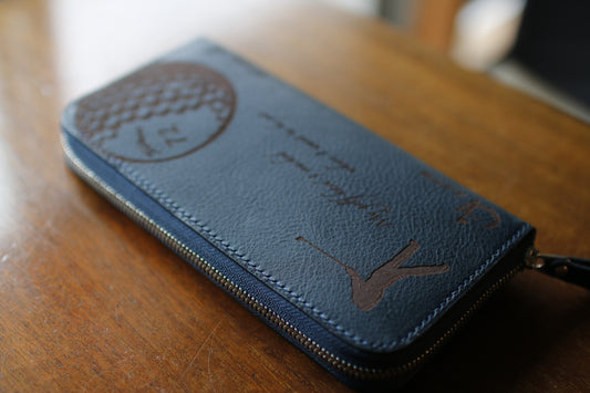 【オーダー】レーザー彫刻の総手縫いラウンドZIP長財布