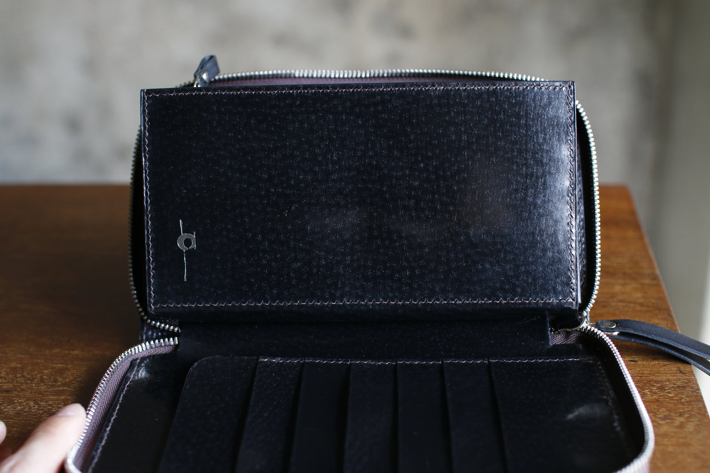 【オーダー】ハンドダイ＆レーザー彫刻のラウンドZIP長財布