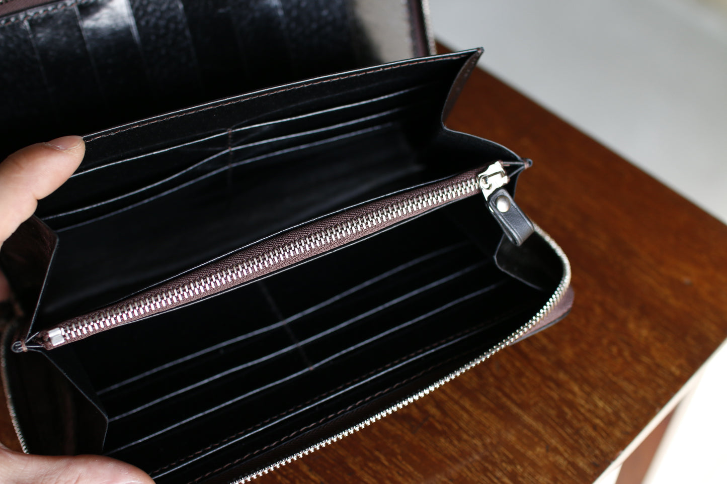 【オーダー】ハンドダイ＆レーザー彫刻のラウンドZIP長財布