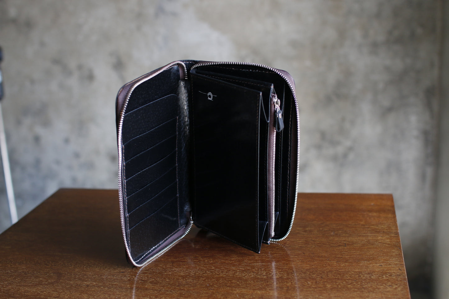 【オーダー】ハンドダイ＆レーザー彫刻のラウンドZIP長財布