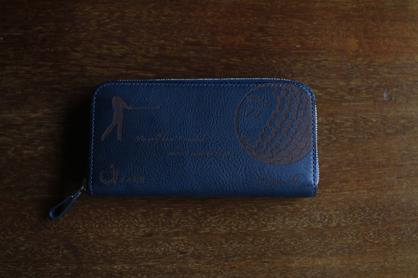 【オーダー】レーザー彫刻の総手縫いラウンドZIP長財布