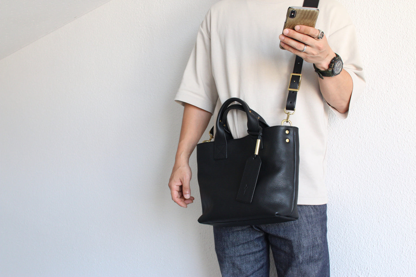 【オーダー】ストラップをカスタマイズしたミディアムトートバッグ