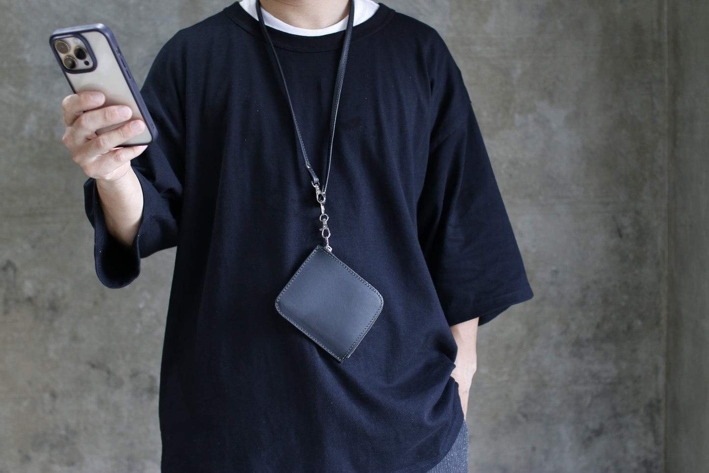 【オーダー】ネックストラップ付きL字コンパクト財布