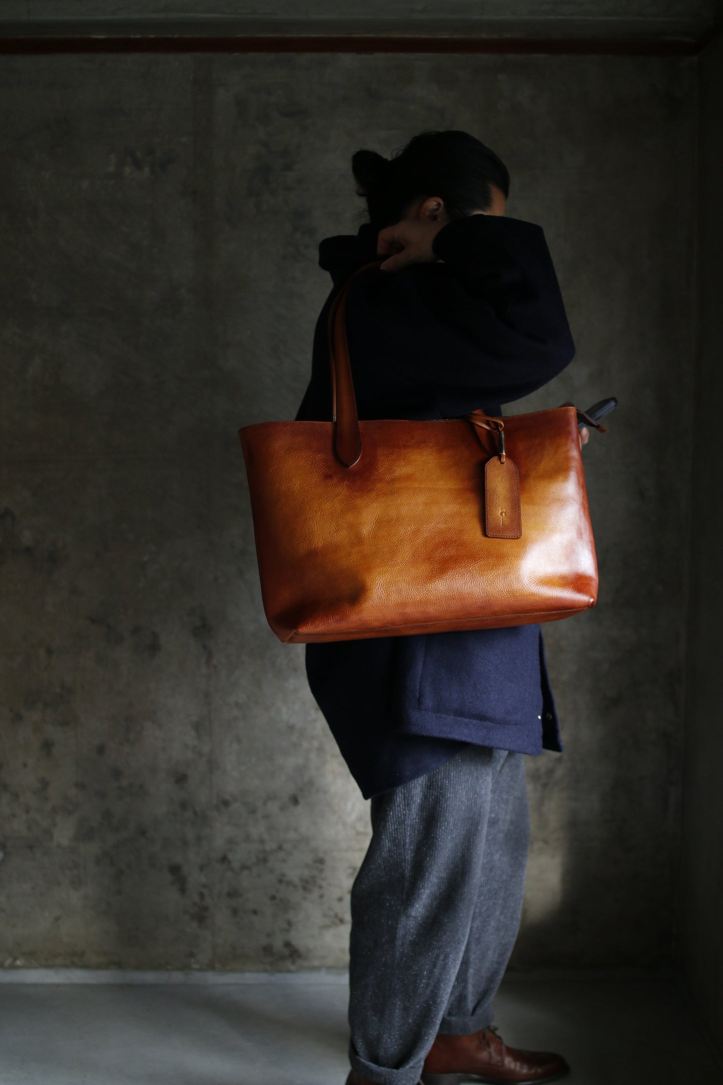 【オーダー】ハンドダイブラウンのビジネストートバッグ