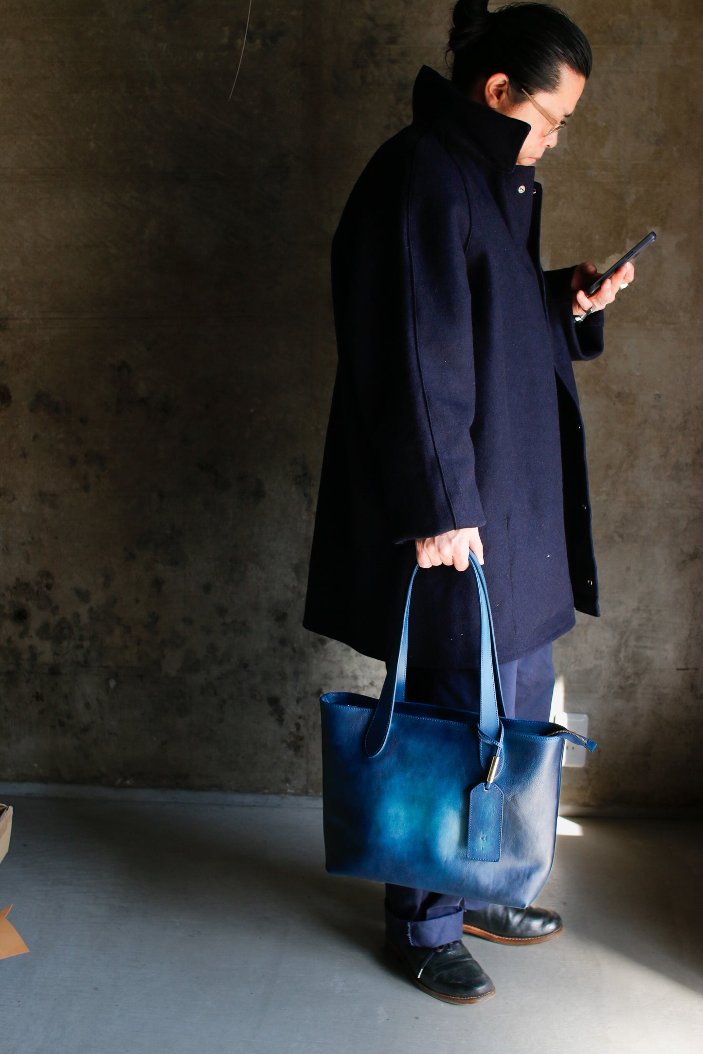 【オーダー】ハンドダイブルーのトートバッグ