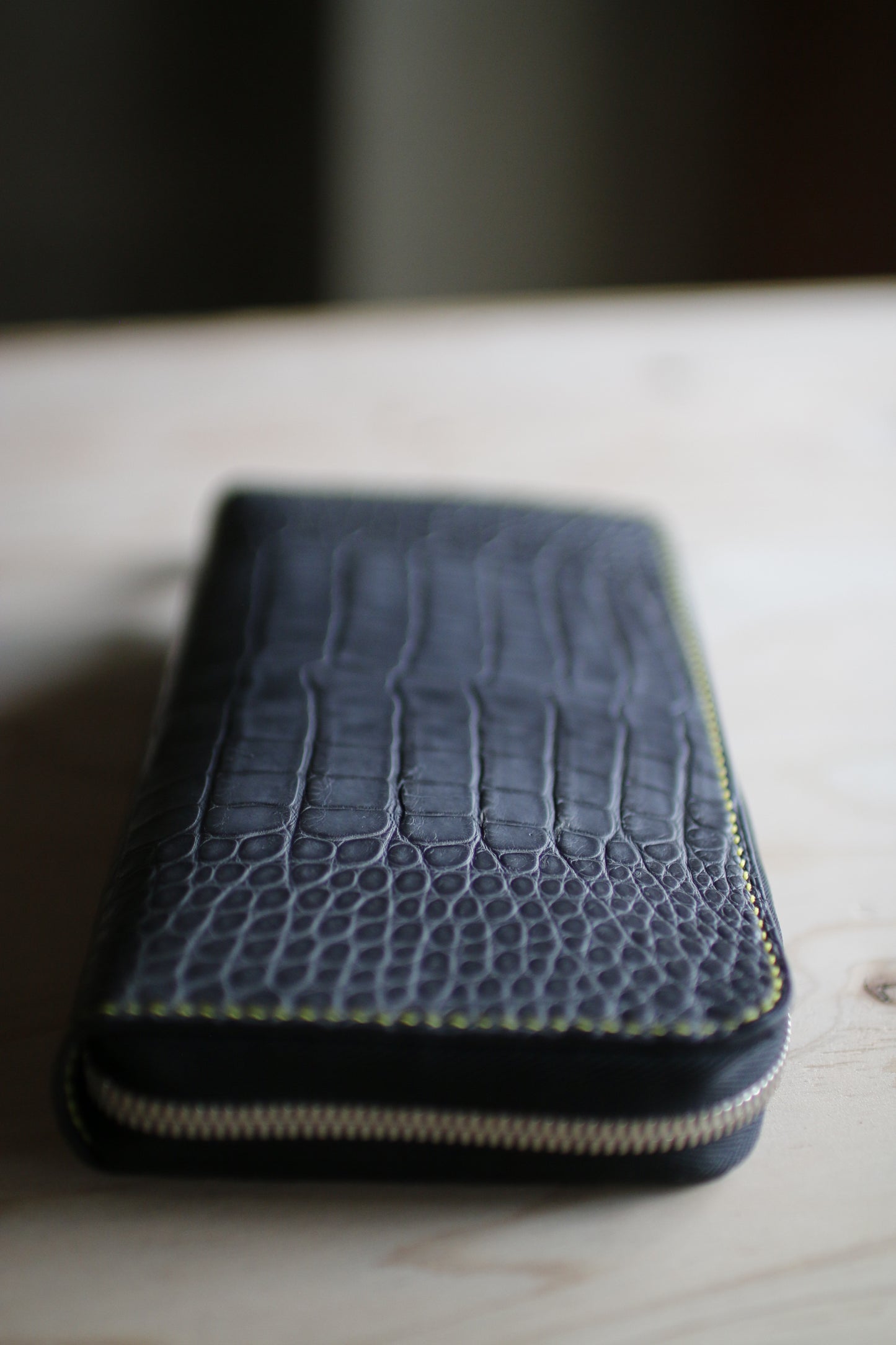 【オーダー】アリゲーター墨黒オーガナイザー長財布