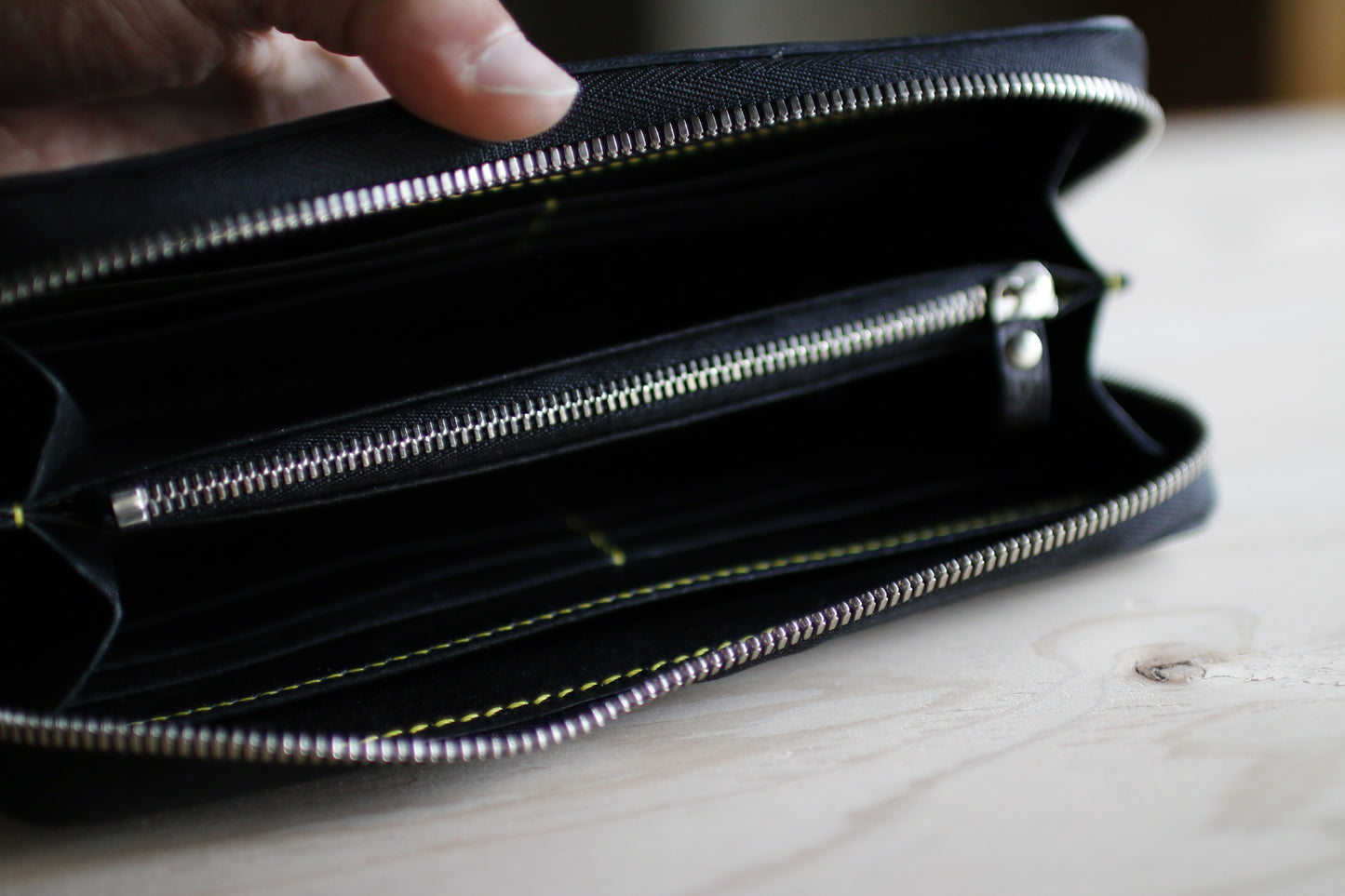 【オーダー】アリゲーター墨黒オーガナイザー長財布