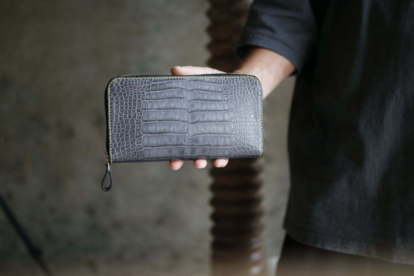 【オーダー】アリゲーター墨黒オーガナイザー長財布