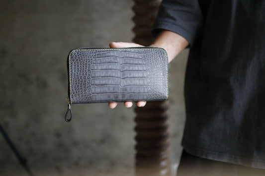 【オーダー】アリゲーター墨黒オーガナイザー長財布