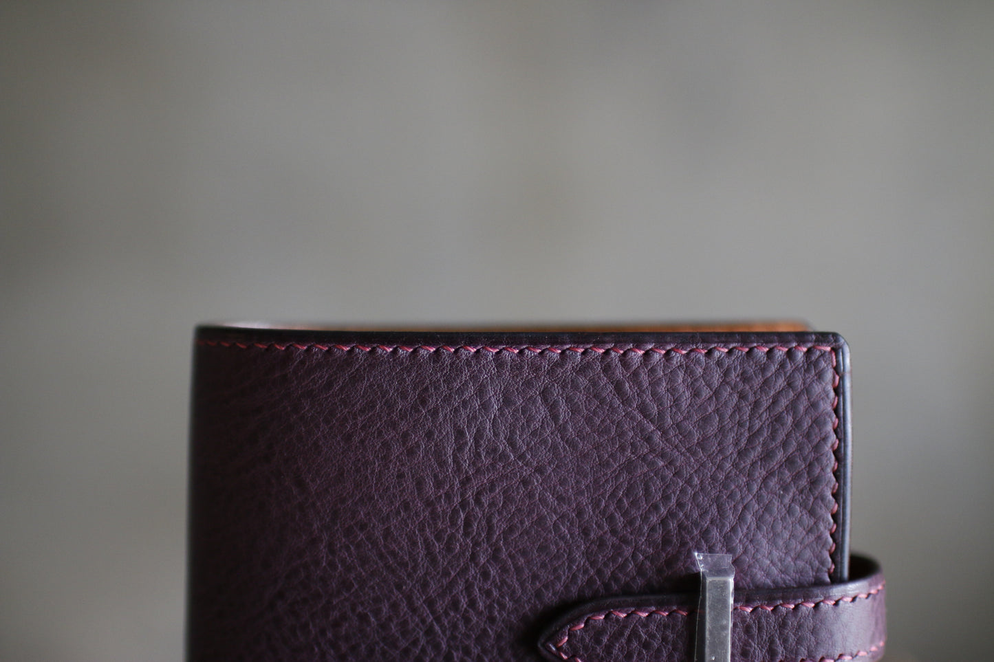 【オーダー】パープル×キャメル×ピンクの折財布※総手縫い