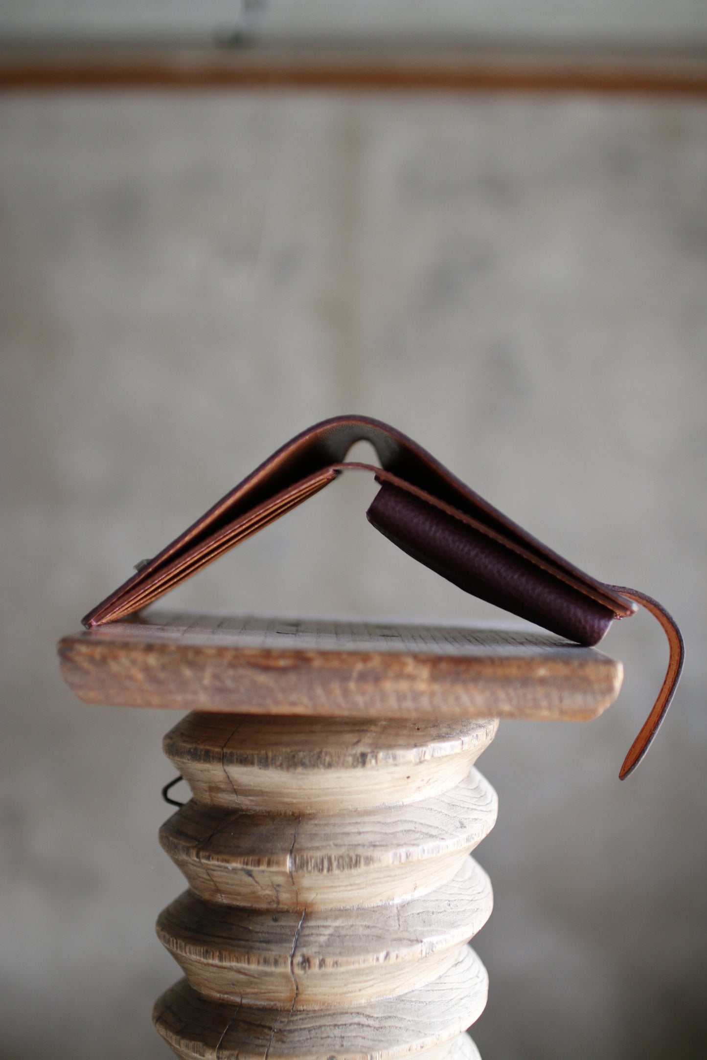 【オーダー】パープル×キャメル×ピンクの折財布※総手縫い